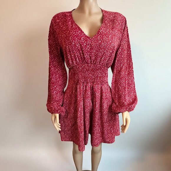 Ruffle Red Wine Flowy Dress - Picture 8 of 9